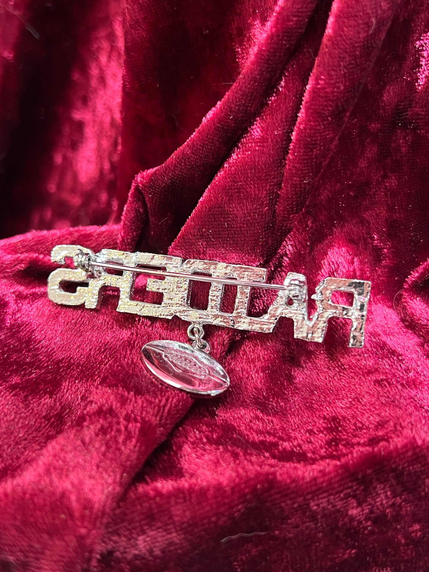 Vintage Jewelry - Brooch - Silver Tone Metal - Clear Rhinestones - Raiders