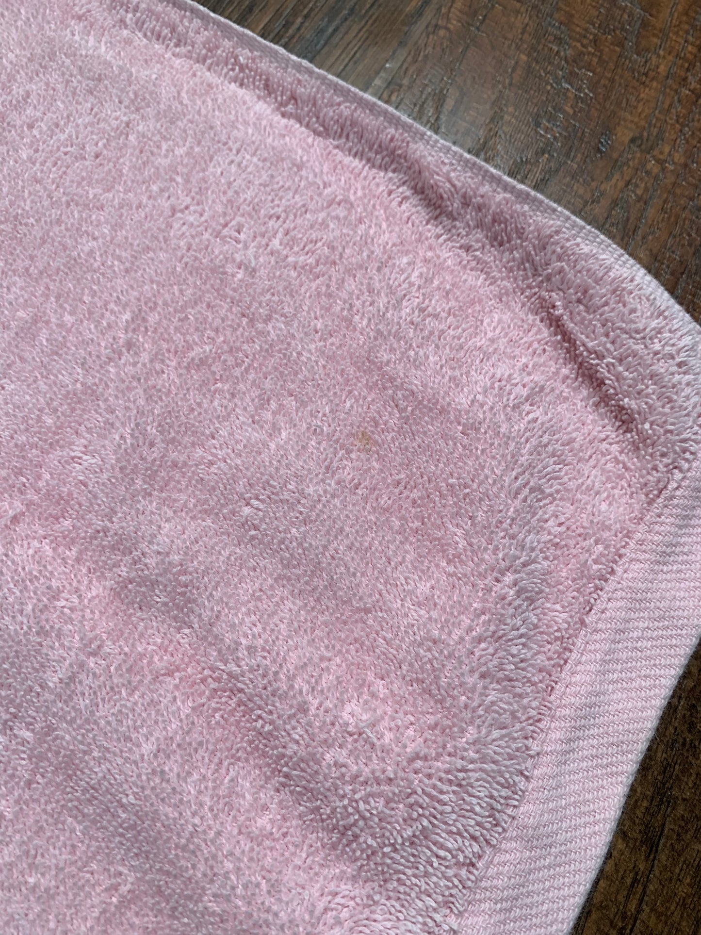 Vintage 1985 Trousseau Bath Towel - Pink with Needlepoint Rose and Lace Trim