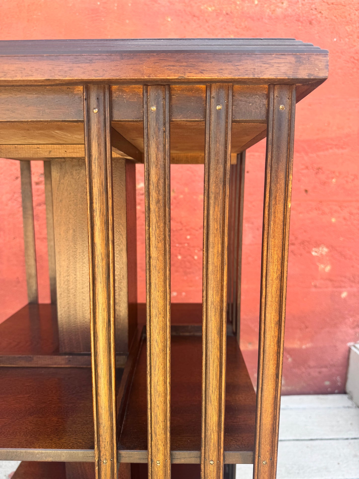 Antique Edwardian Whirling Barrister Bookcase with Inlay