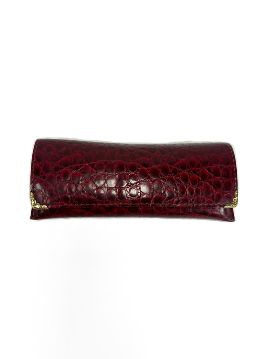 Vintage Accessories - Eye Glasses Case - Embossed Leather - Oxblood Red