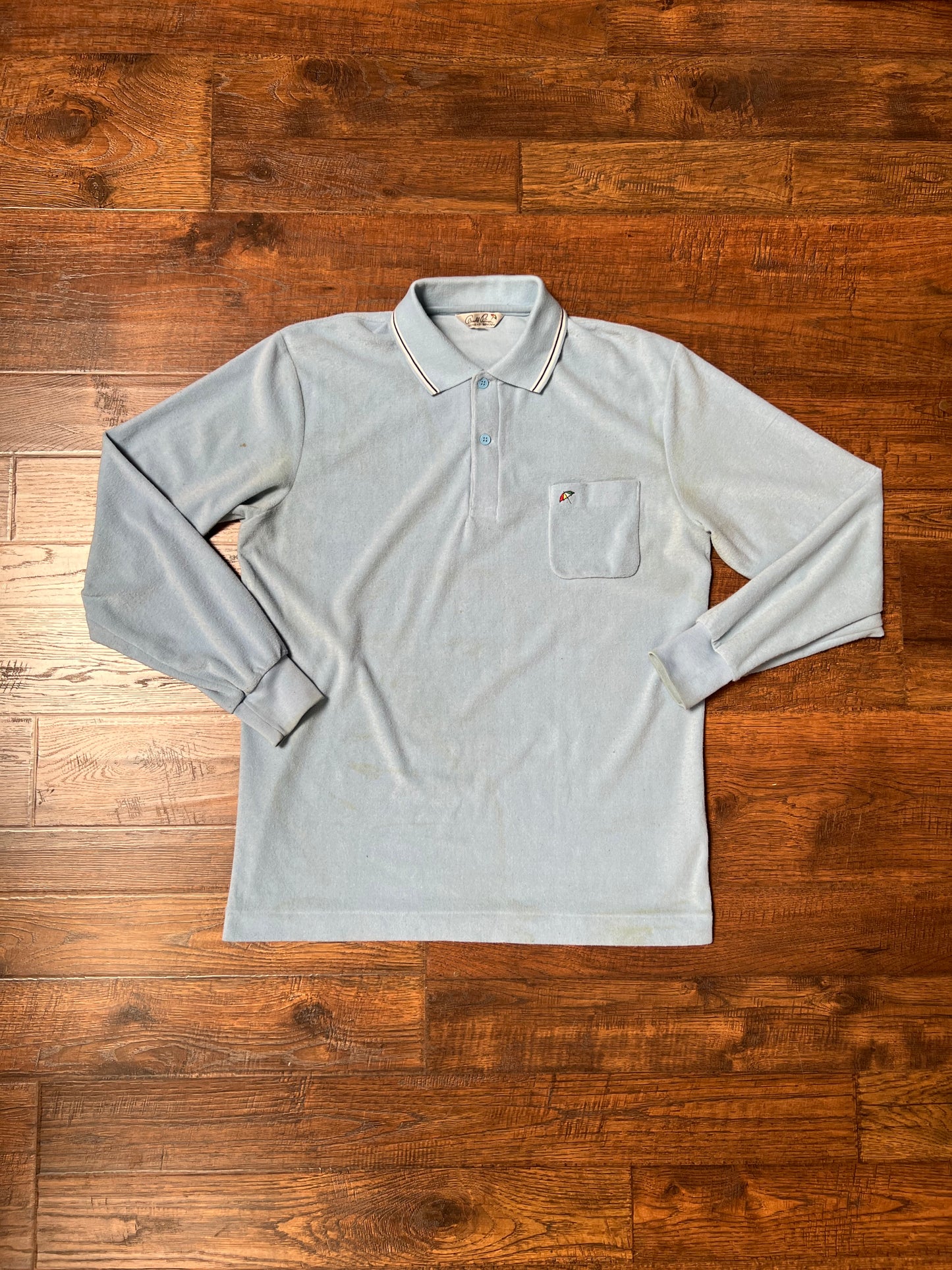 Vintage Clothing - Long Sleeve Polo - Baby Blue - Arnold Palmer - Medium