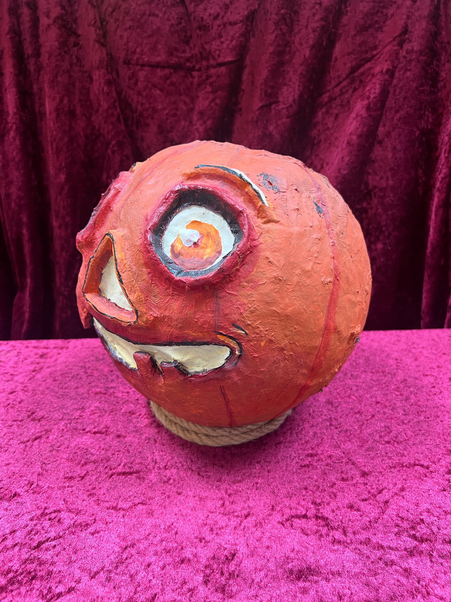 Vintage Inspired Handmade Paper Mache Lantern - Toothy Jack-O-Lantern - Large