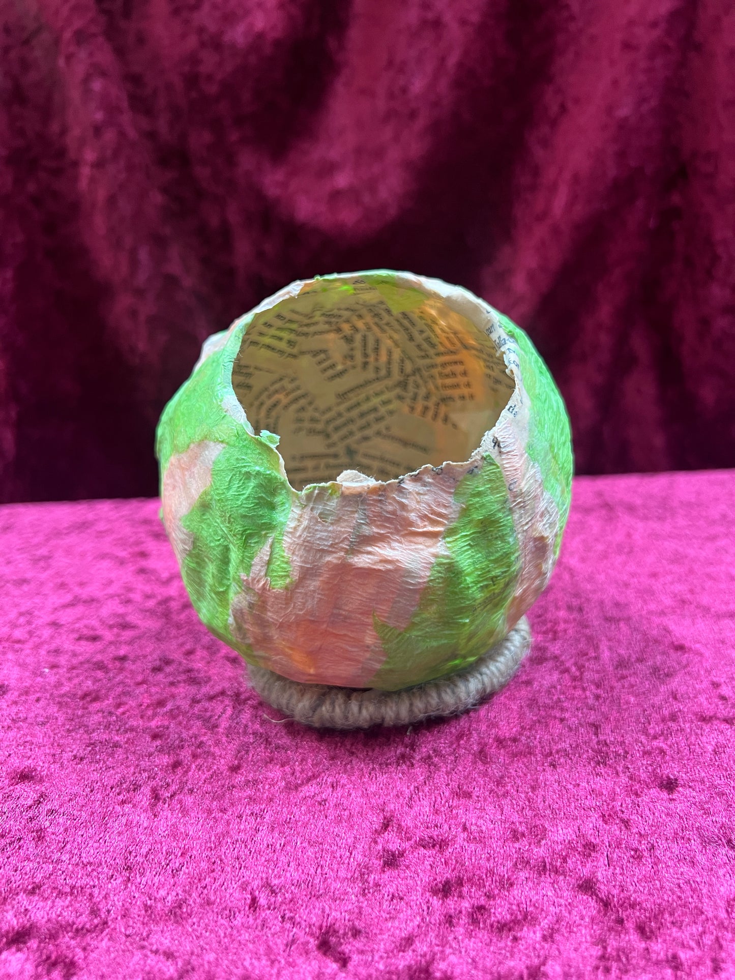 Vintage Inspired Handmade Paper Mache Lantern - Grinning Gourd - Small
