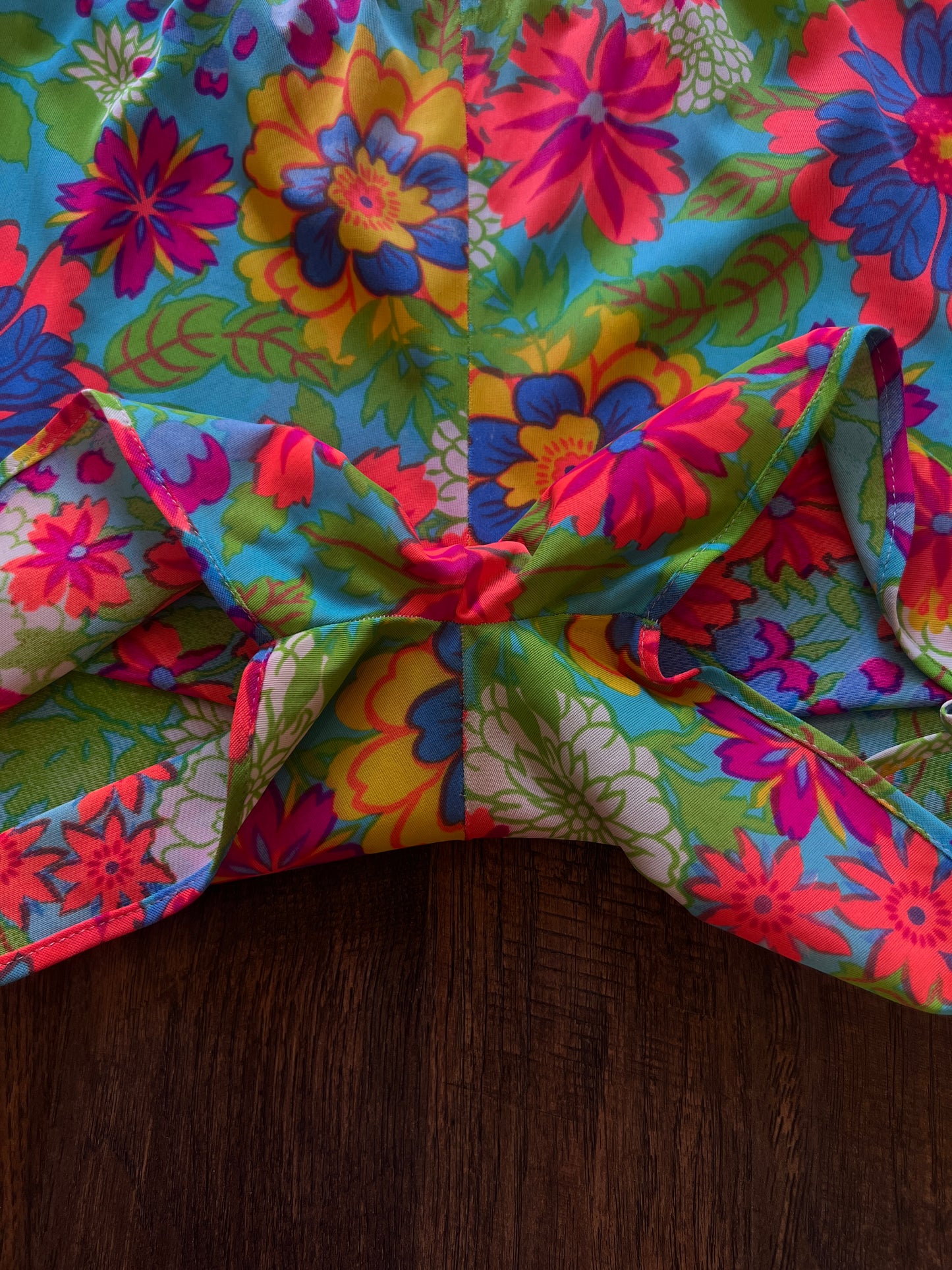 Vintage Handmade Slip Shorts - Psychedelic Floral Print - Small