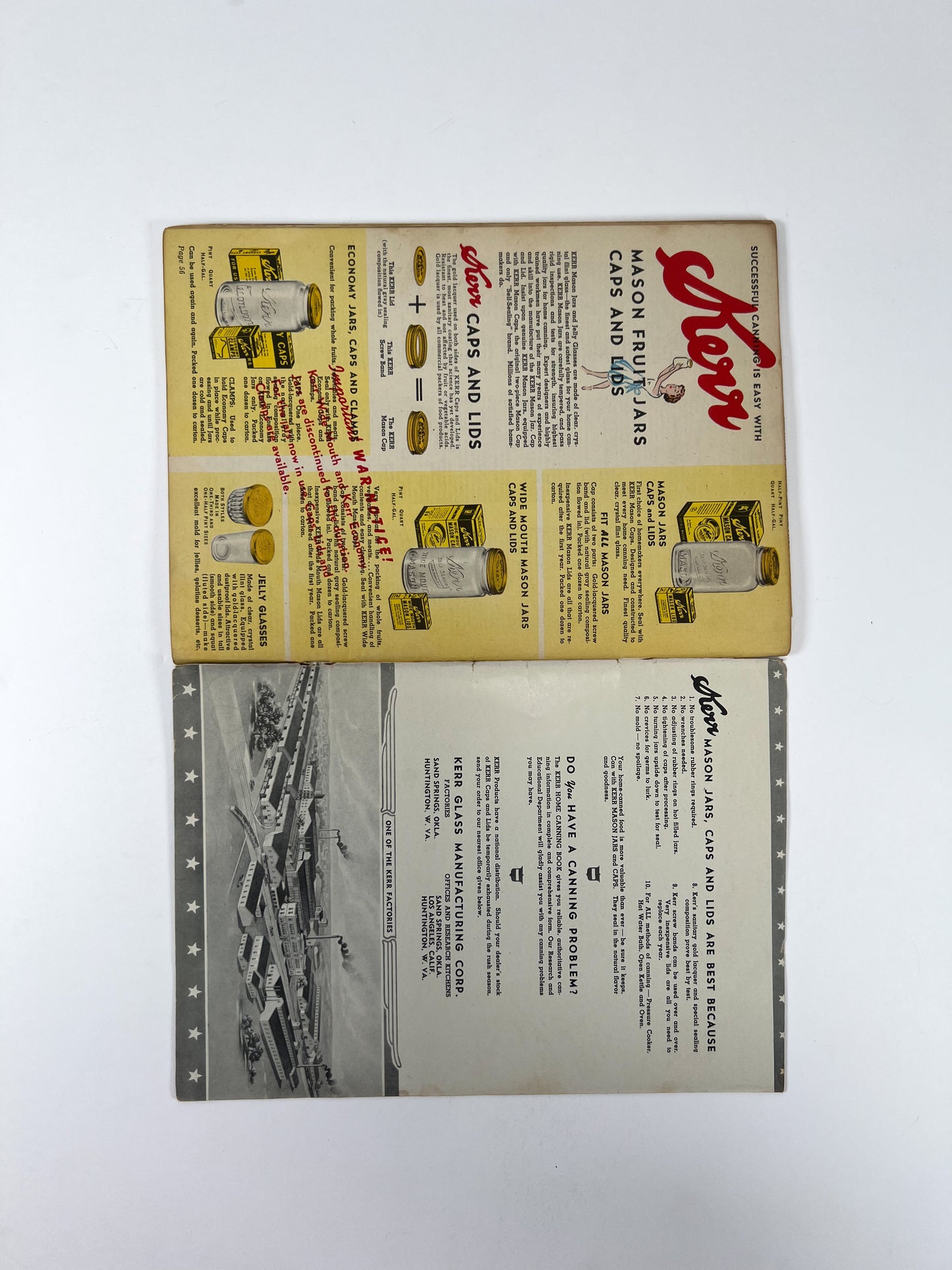 Vintage Ephemera - Kerr Home Canning Book - National Nutrition Edition - 1943
