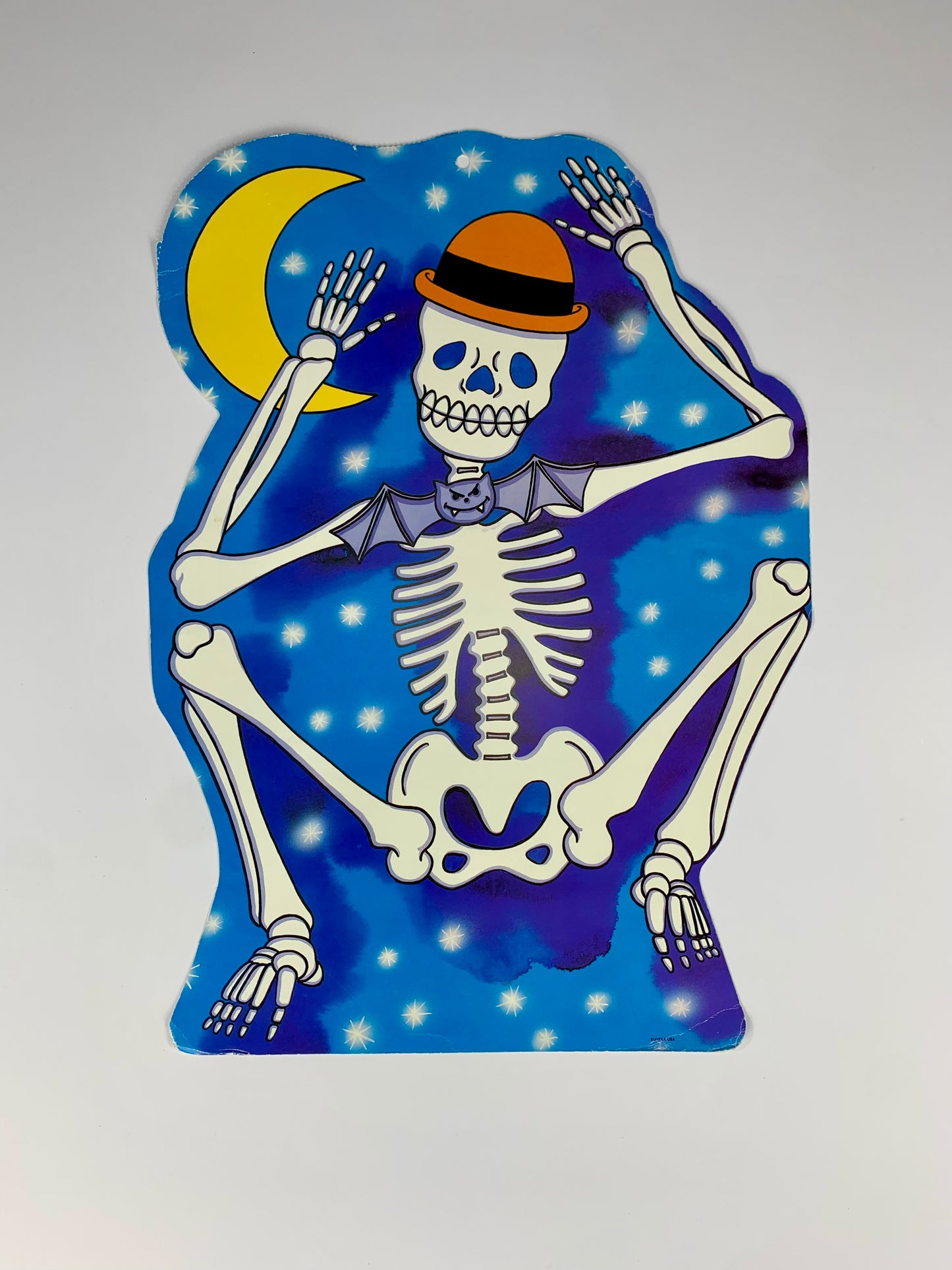 Vintage Eureka Halloween Die-Cut - Double-Sided Dancing Skeleton - Made In U.S.A