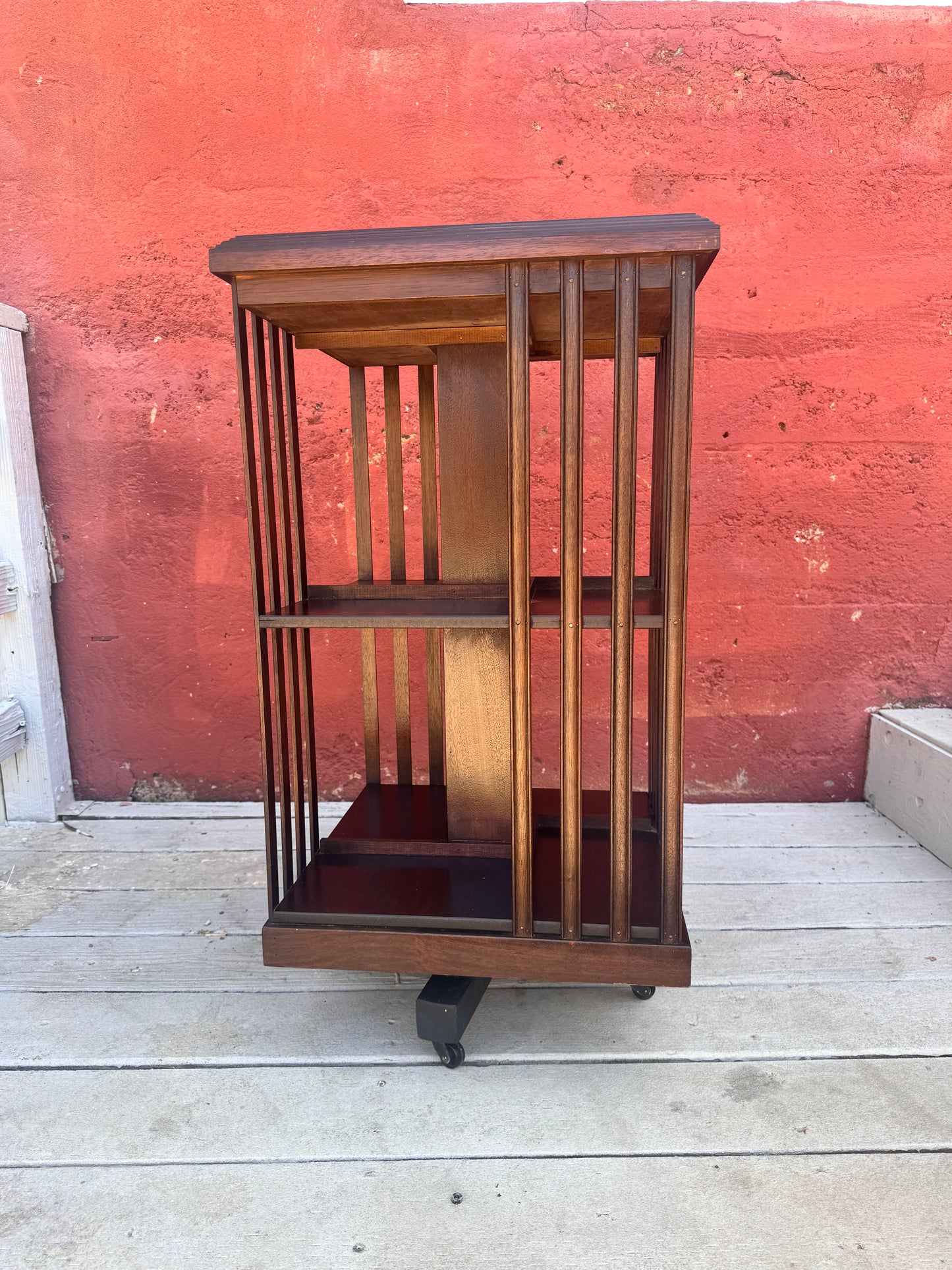 Antique Edwardian Whirling Barrister Bookcase with Inlay
