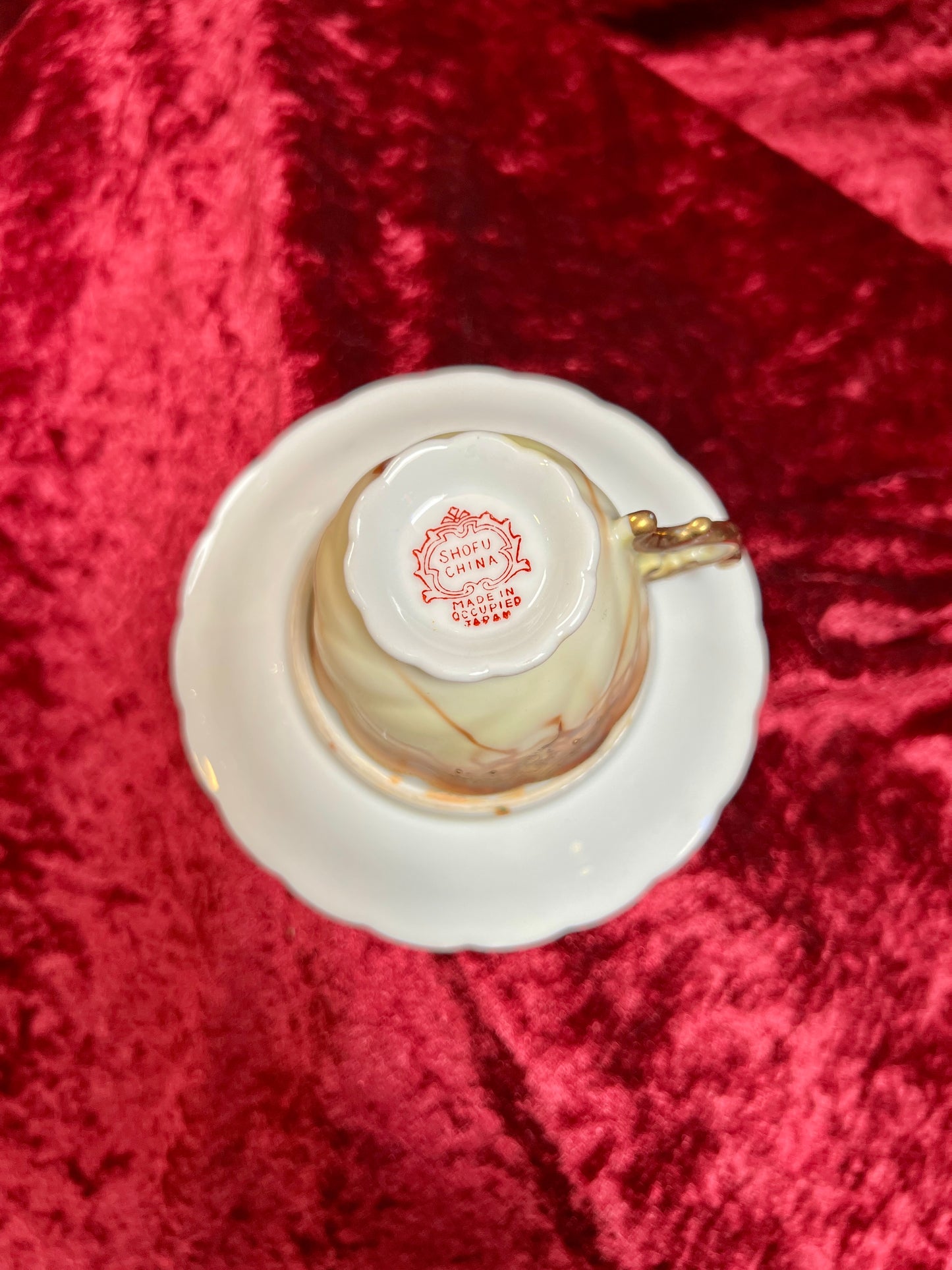 Vintage Kitchen - Porcelain Demitasse Tea Cup - Gilded Florals - Chofu China - Occupied Japan