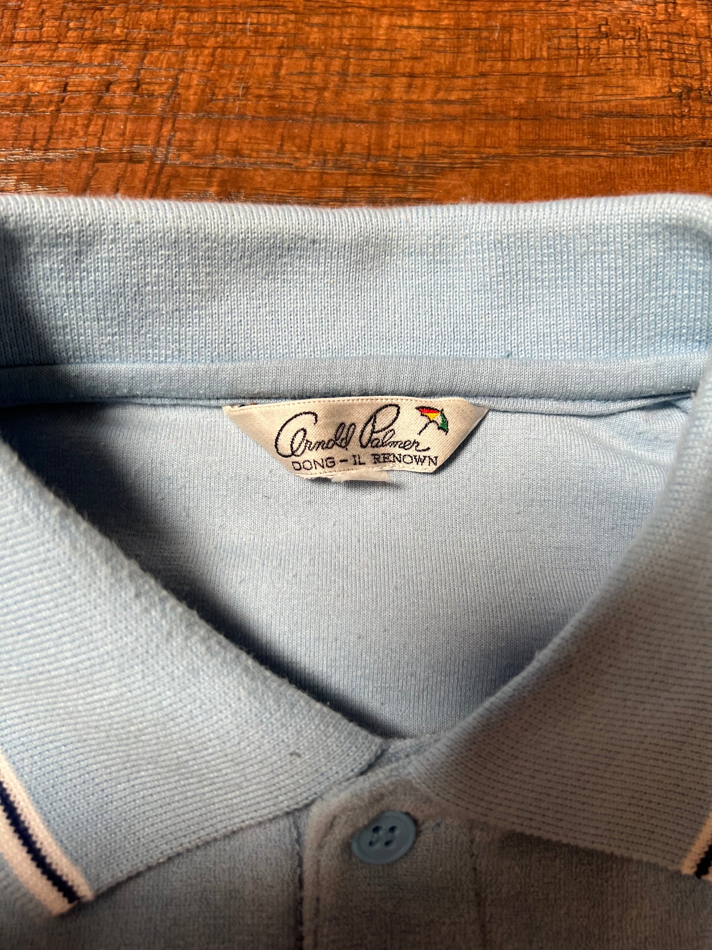 Vintage Clothing - Long Sleeve Polo - Baby Blue - Arnold Palmer - Medium