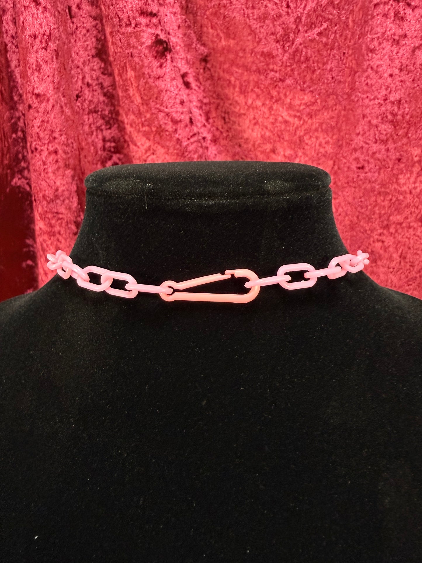 Vintage 1980s Plastic Chain Charm Necklace - 12 Bell / Googly Eyes Charms - Pink & Purple