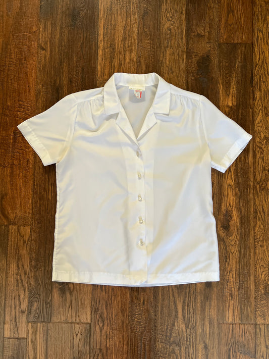 Vintage Clothing - Short Sleeve Blouse - White - Medium - Lee Mar
