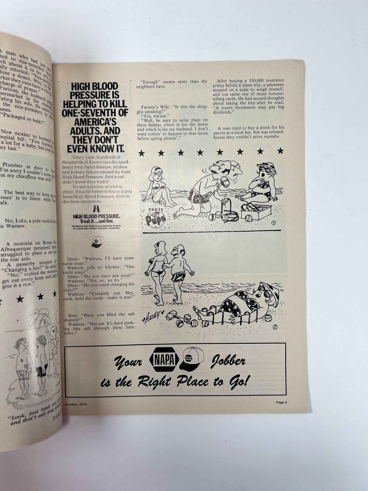 Vintage Ephemera - Magazine - Napa Parts & Pups - Greer Auto Parts - October 1976
