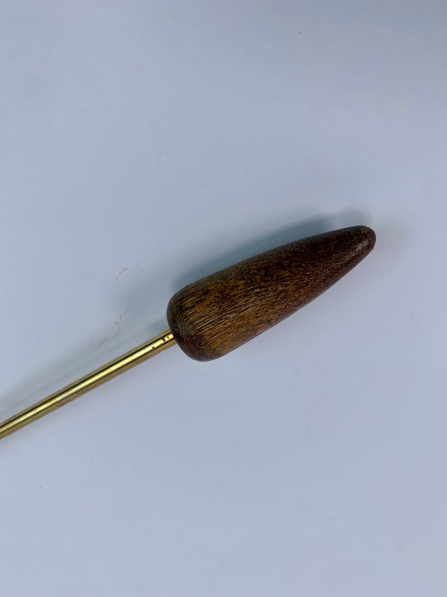 Vintage Barware - Gold Tone Swizzle Stick - Teak Wood Handle
