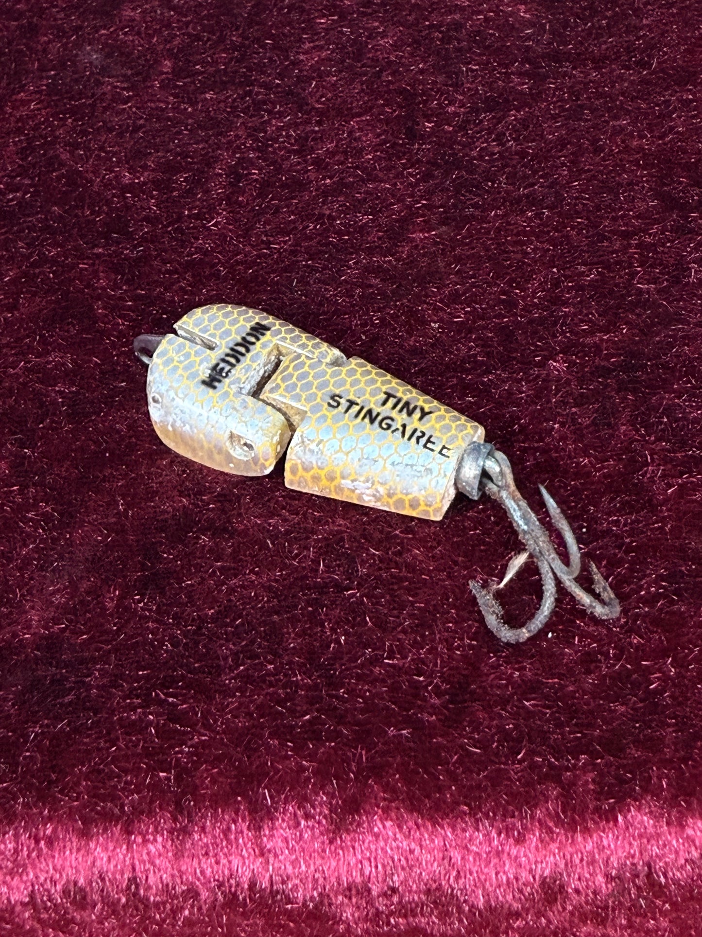 Vintage Wood Fishing Lure – Heddon Tiny Stingaree Yellow Scale Pattern