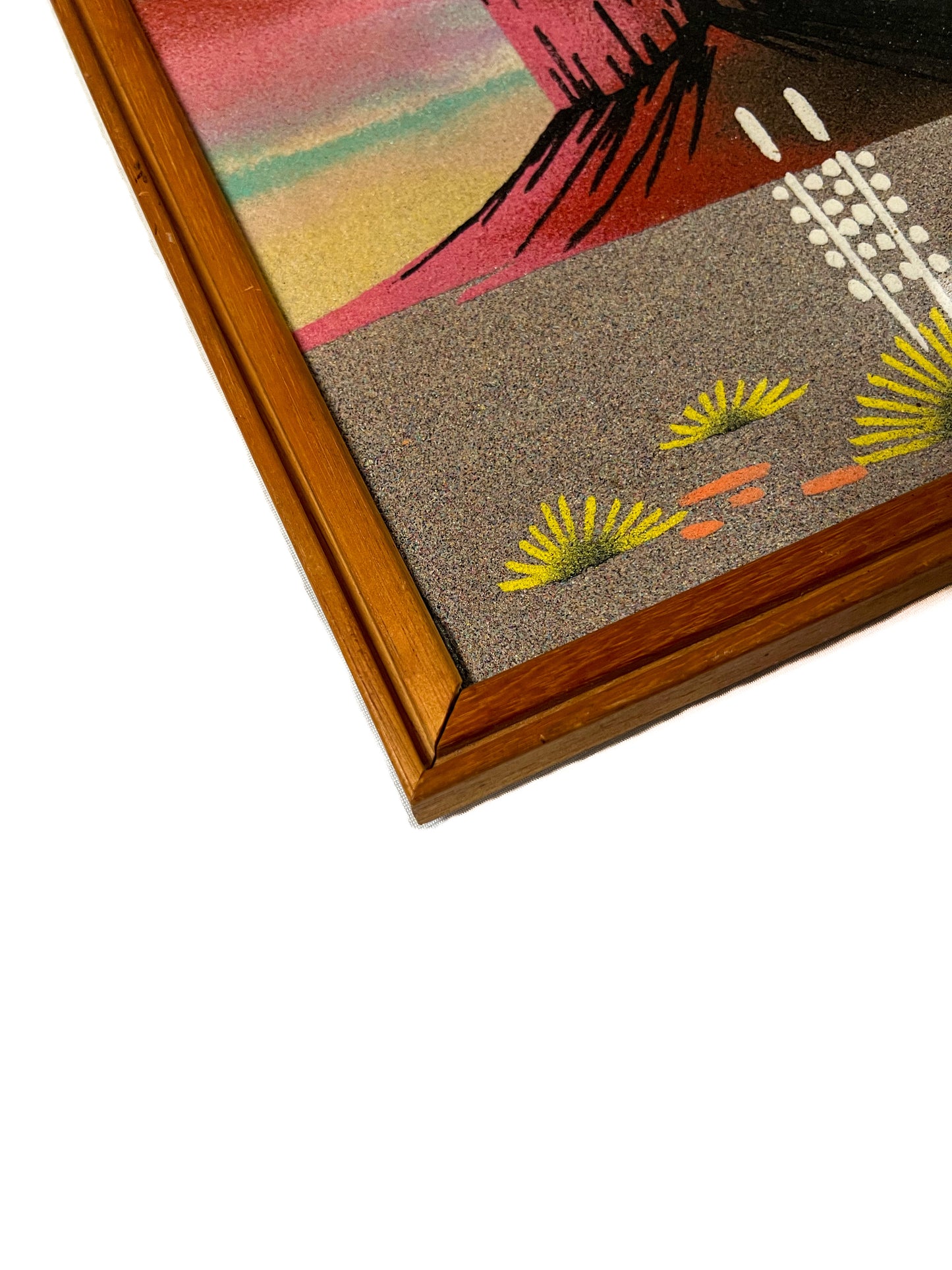 Vintage Wall Art - Framed Navajo Sand Painting - Shiprock - 13 1/8” X 13 1/8”