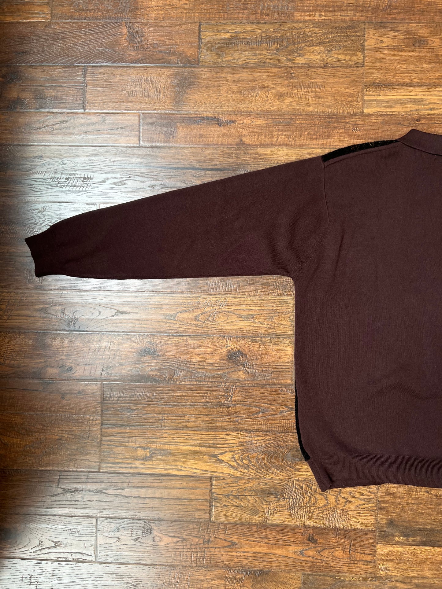 Vintage Clothing - Long Sleeve Polo Shirt - Brown Velour - Cigar Couture - Medium