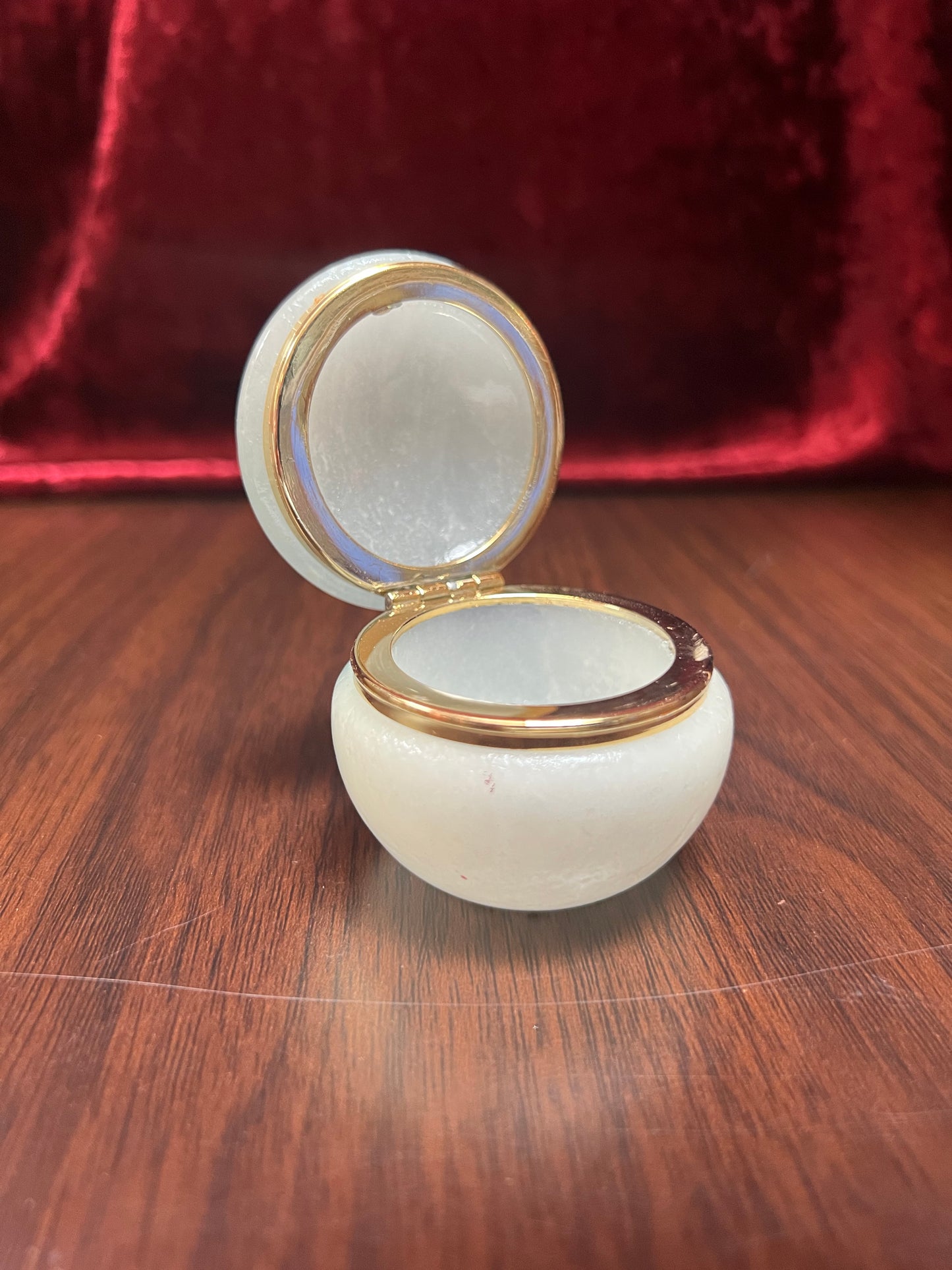 Vintage Trinket Box - Souvenir Pill / Snuff Box - Venezia Ponte Dei Sospiri Scene - Alabaster Stone