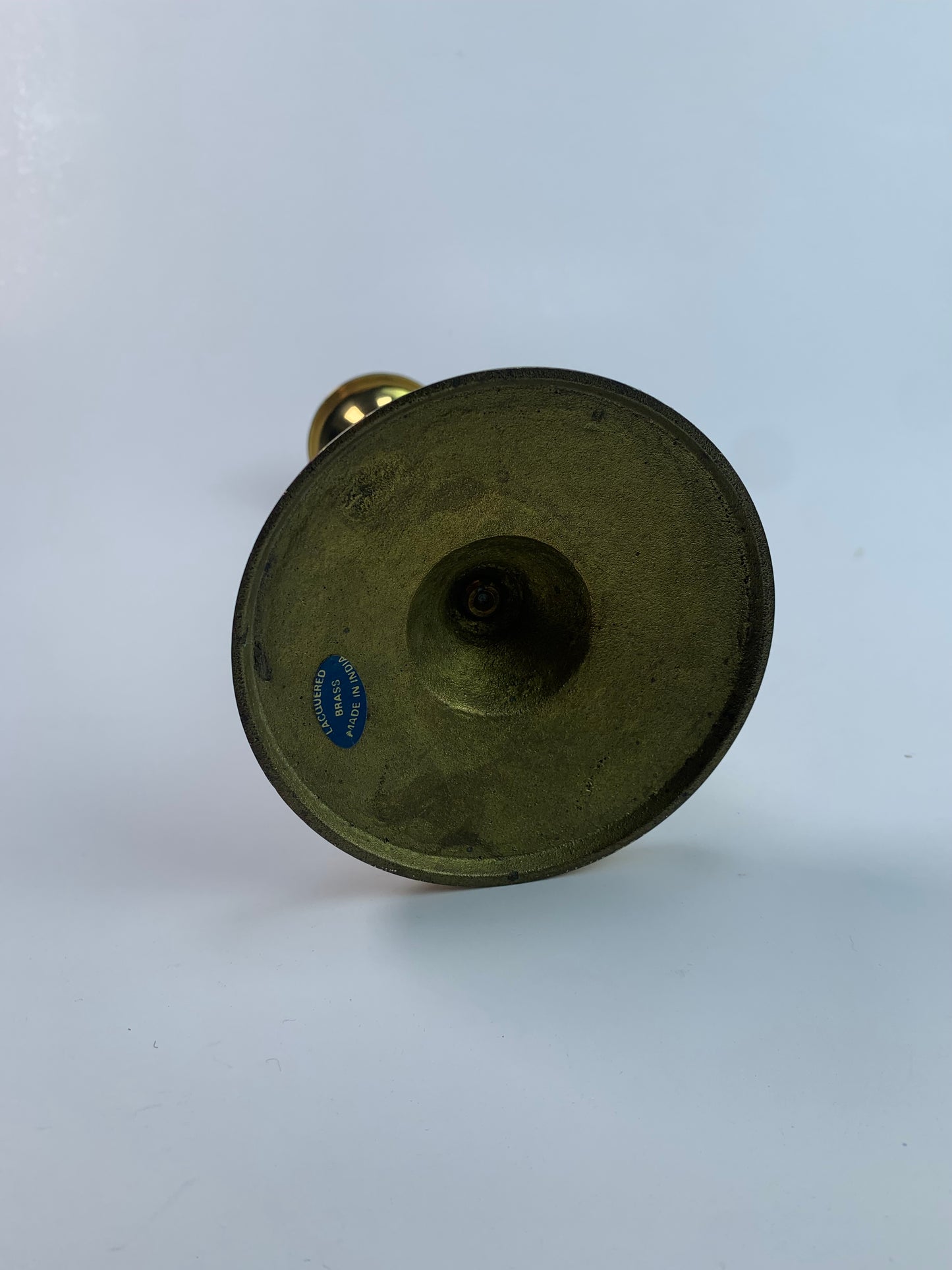 Vintage Brass Home Decor - Lacquered Candlestick Holder - 8"