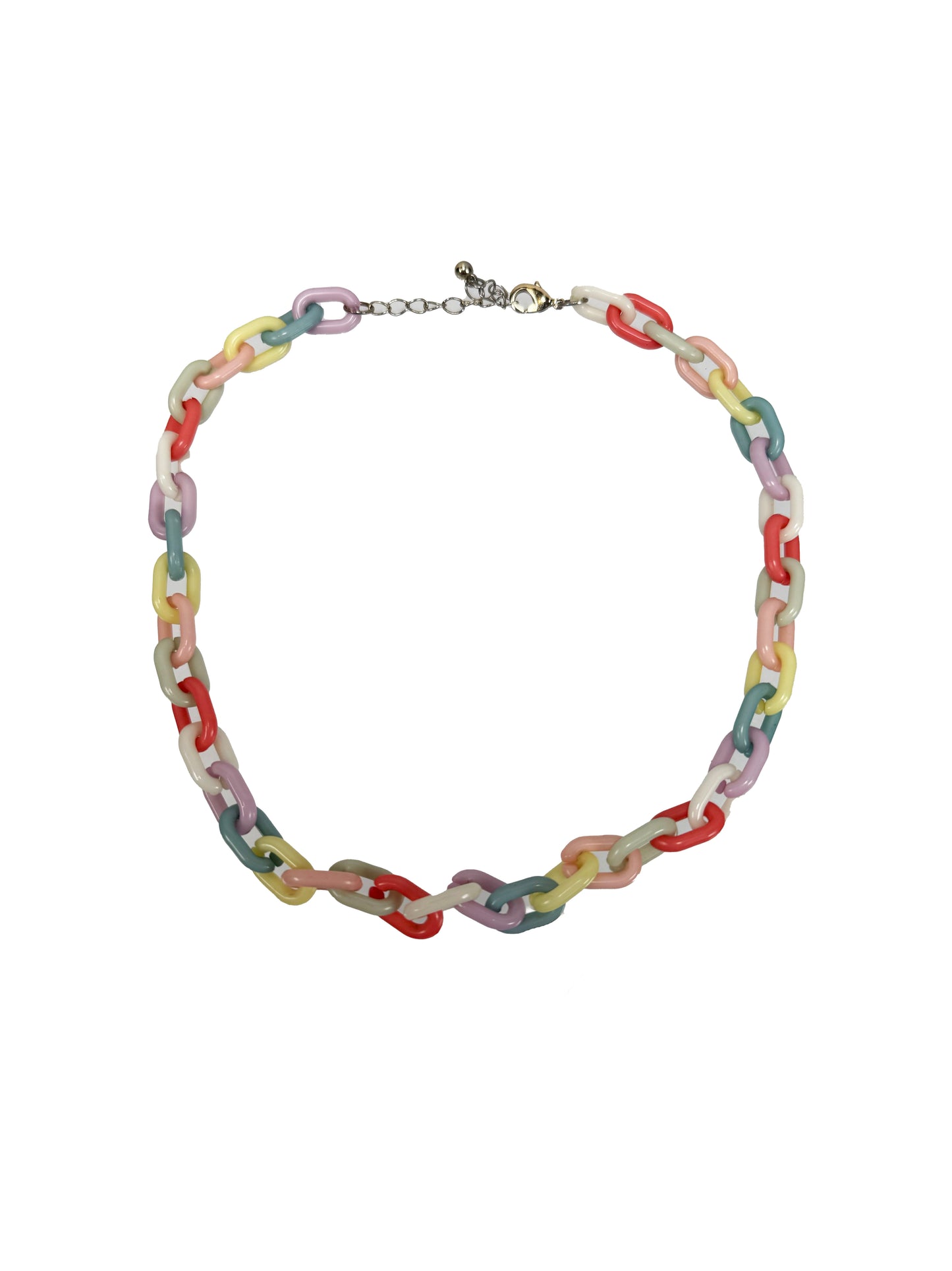 Vintage Necklace - Colorful Plastic Chain Choker - 16”