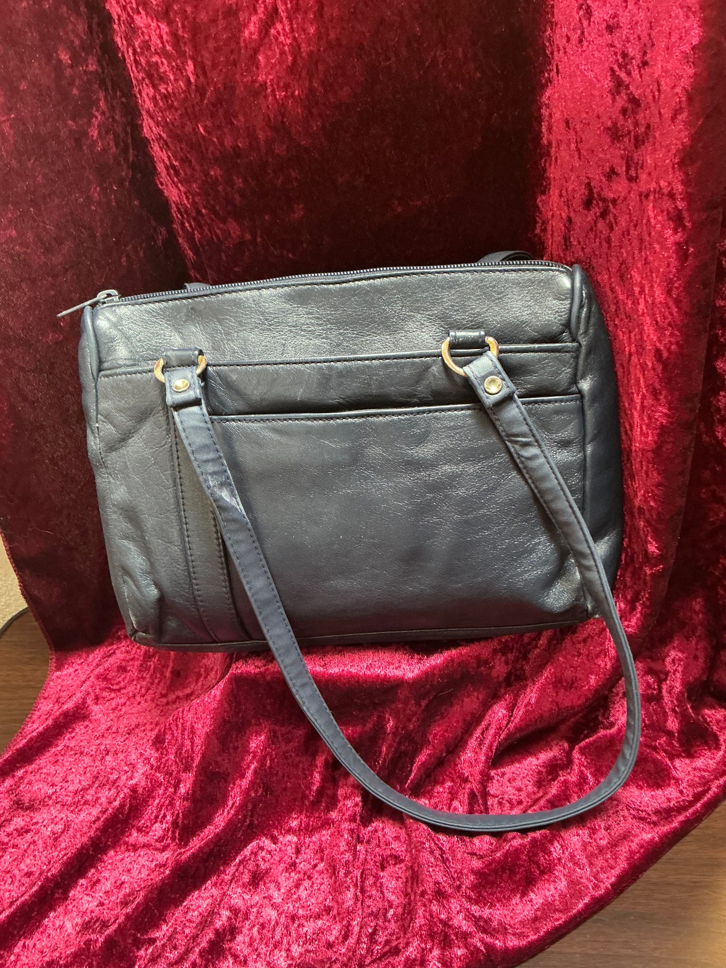 Vintage Purse - Blue Leather Shoulder Bag