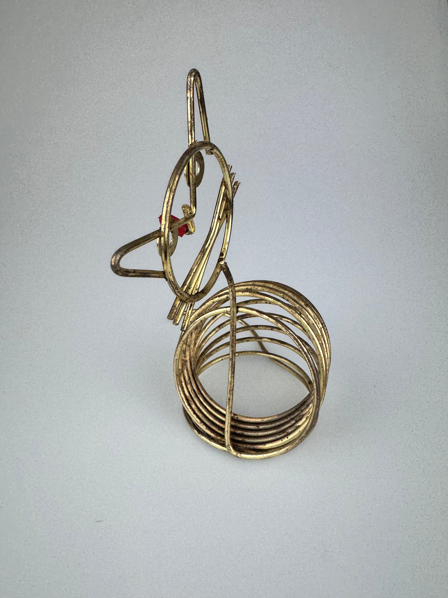 Vintage Decor - MCM Brass Cat Coiled - Wire Letter Holder