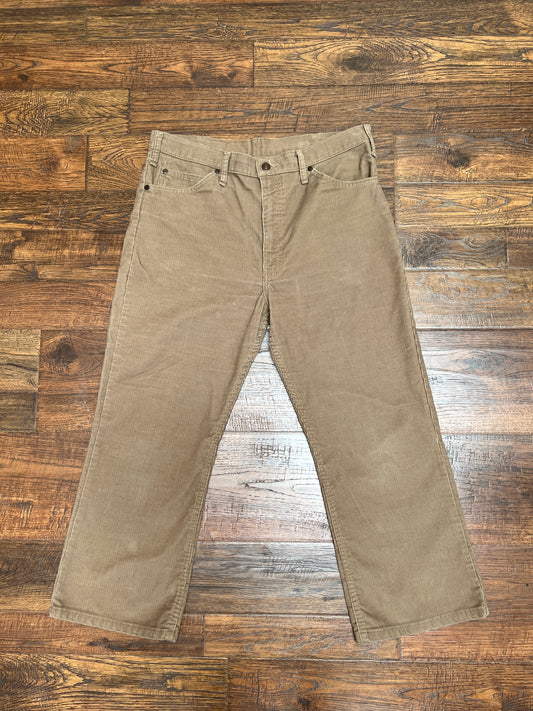 Vintage Clothing - Straight Leg Corduroy Pants - Tan - Plain Pockets By JC Penney - Large