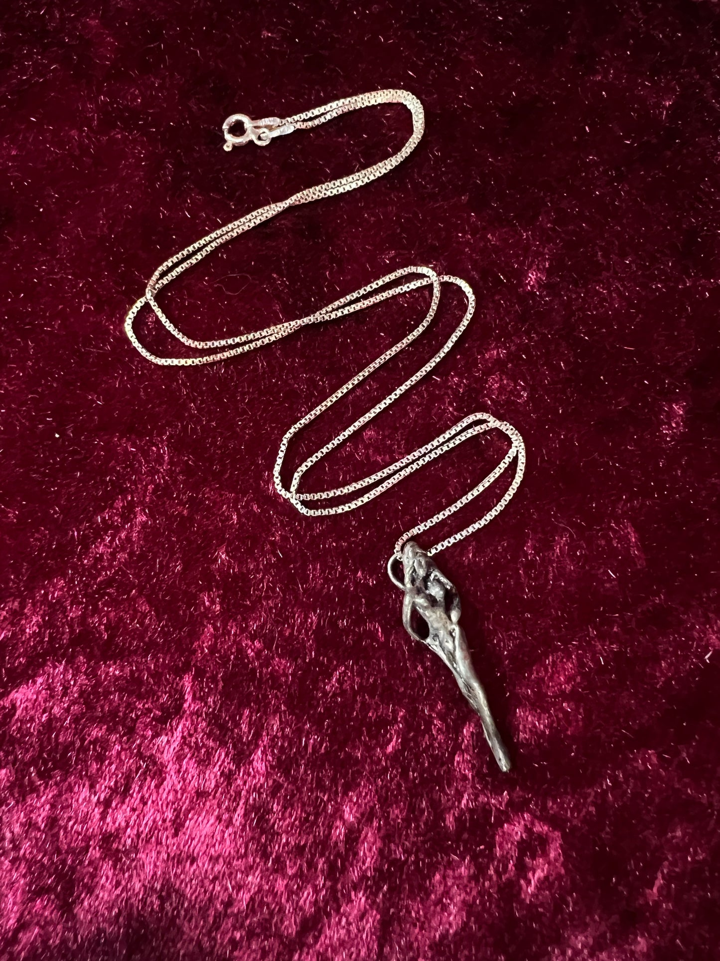 Vintage Silver Metal Necklace - Nude Goddess Figural Pendant