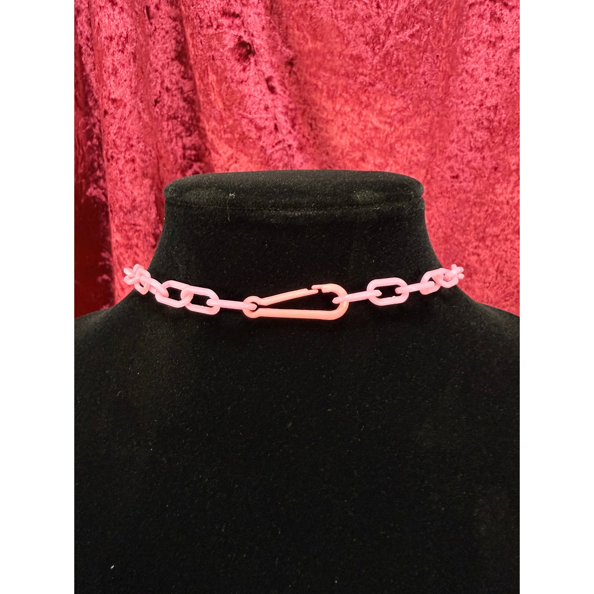Vintage 1980s Plastic Chain Charm Necklace 12 Bell Googly Eyes Charm Pink Purple