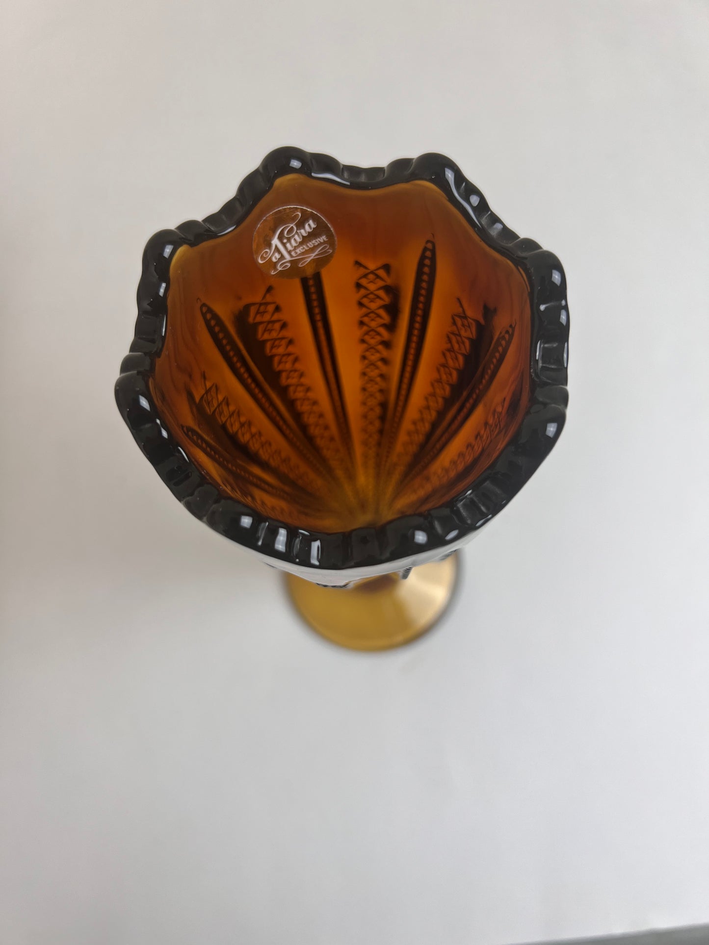 Tiara Indiana Glass Vase - Dark Honey