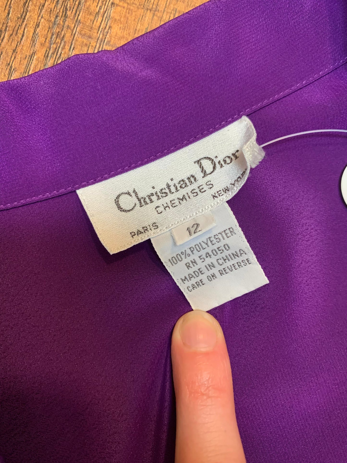 Vintage Christian Dior Royal Purple Chemise Blouse