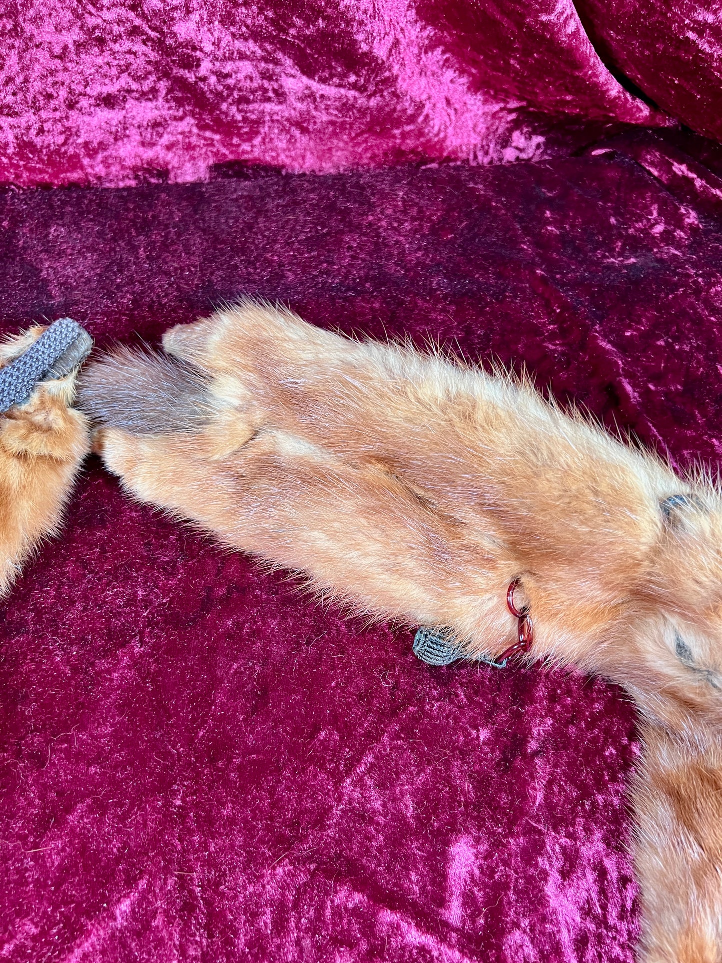 Vintage Fur Shoulder Wrap Stole – Four Red Foxes - 51"