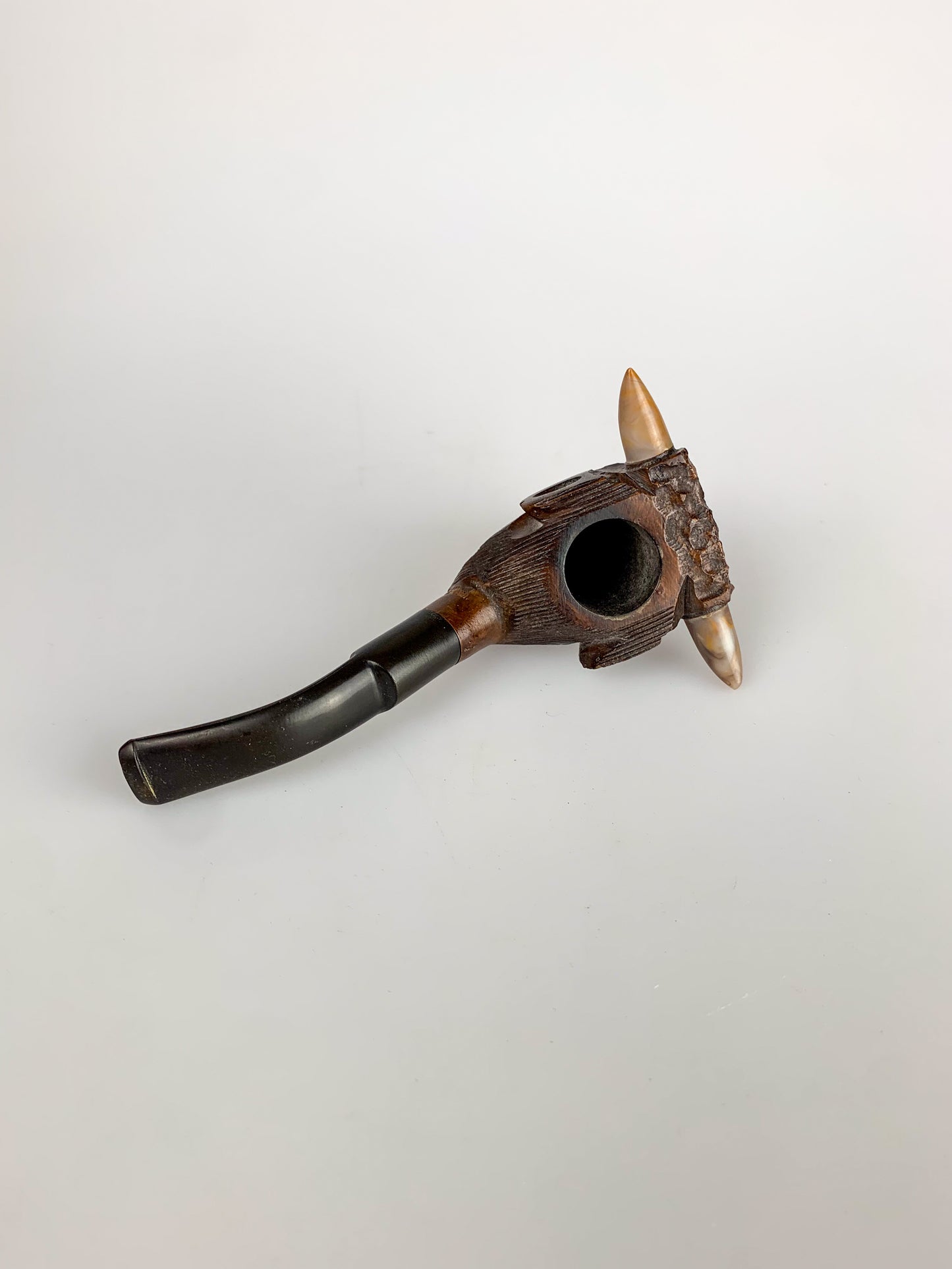 Vintage Italian Hand Carved Bull Briar Wood Pipe