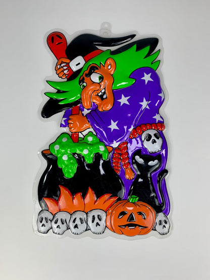 Vintage 1990s Hartin Halloween 3D Vacuform - Scary Witch & Black Cat