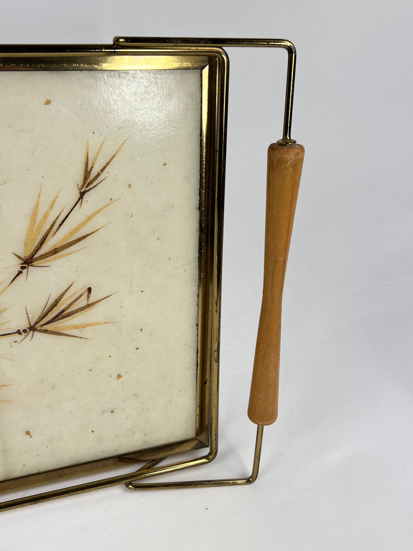 Mid Century Brass & Wood Bluebird Acrylic Serving Tray