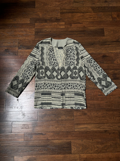 Vintage Signet Acetate Rayon Lightweight Jacket – Geometric Animal Print – Medium