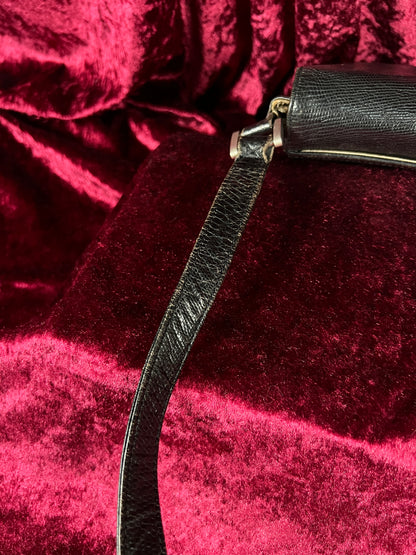 Vintage Roberto Fabris Leather Crossbody Bag - Black Lizard Embossed Purse