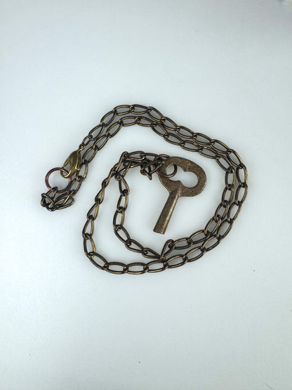 Skeleton Key Necklace - Vintage Old Stock and Antique Materials -  Medium length 25" Brass Chain