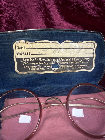 Antique Windsor Celluloid Pince-Nez Eyeglasses – Round Spectacles with Jenkel-Davidson Case