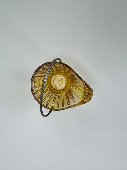 Vintage Ashtray | Amber Depression Glass Bucket with Handle