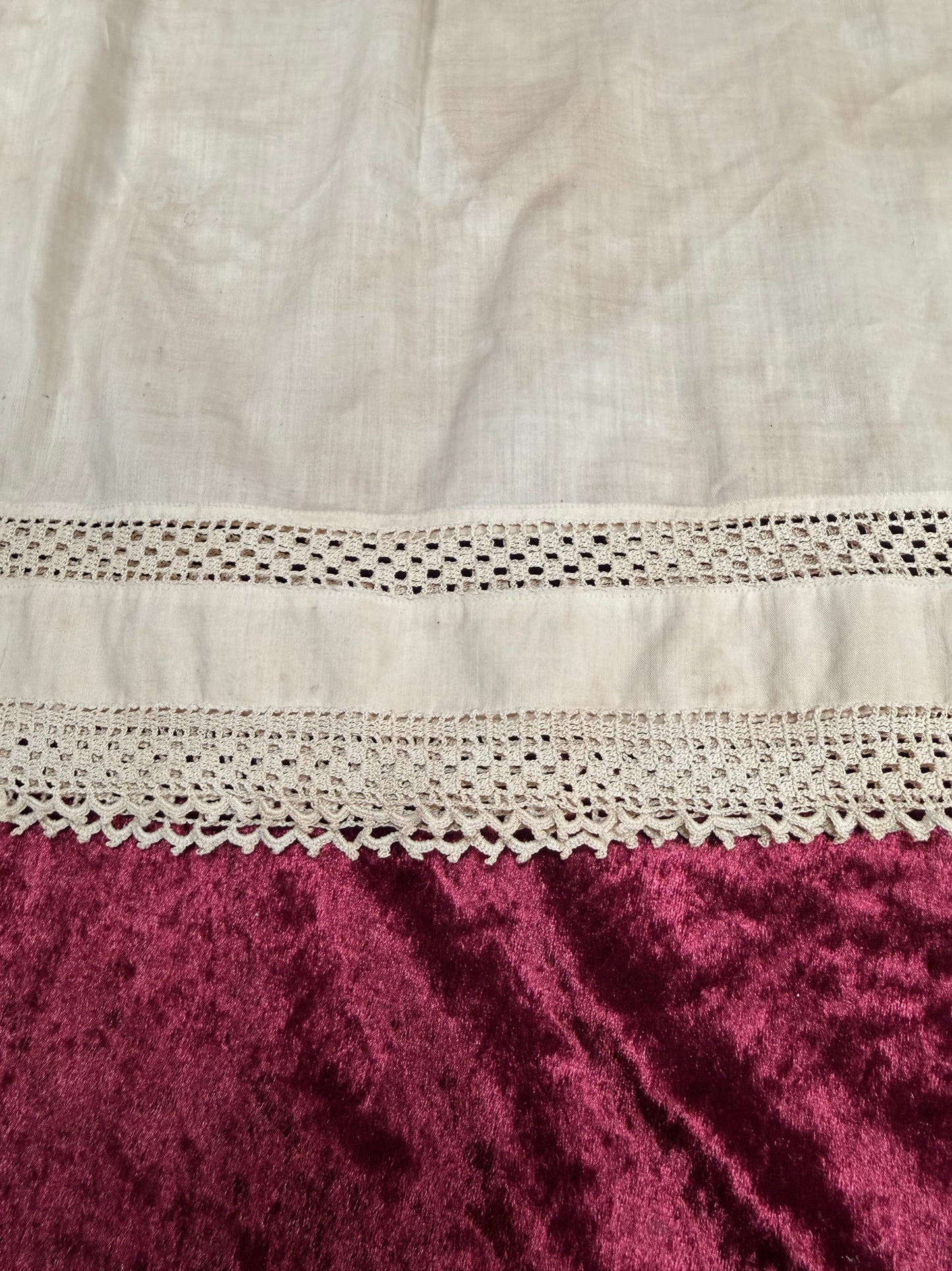 Antique Cotton Baby Dress – Crochet Lace Trim Edwardian Infant Sleeping Gown