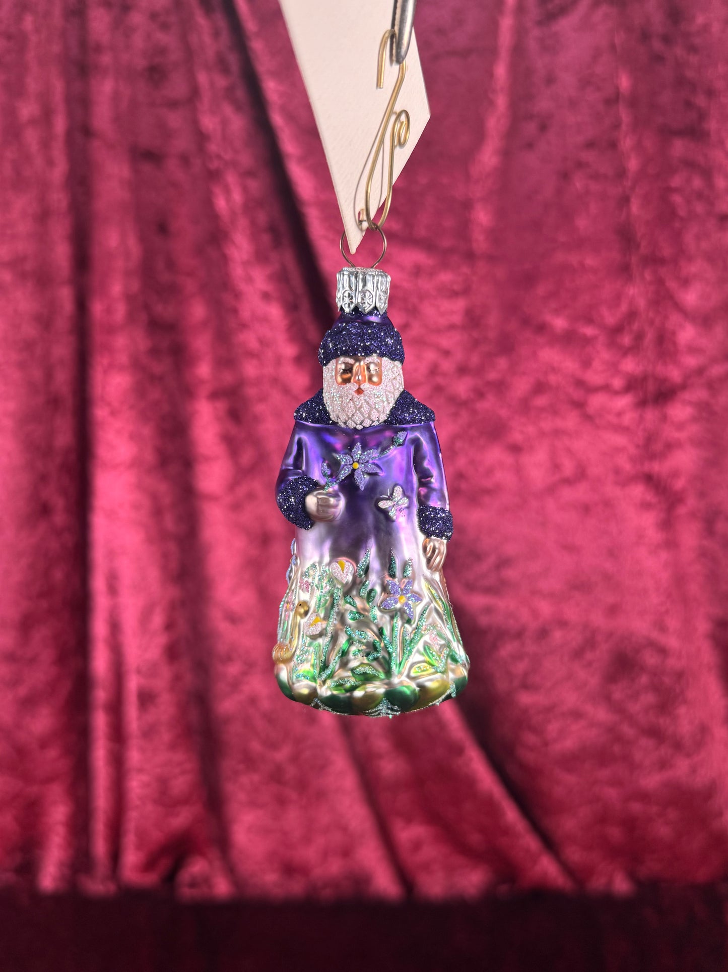 Vintage Christmas - Handblown Glass Ornament - Purple Rainforest Santa - Patricia Breen - Poland - 2000