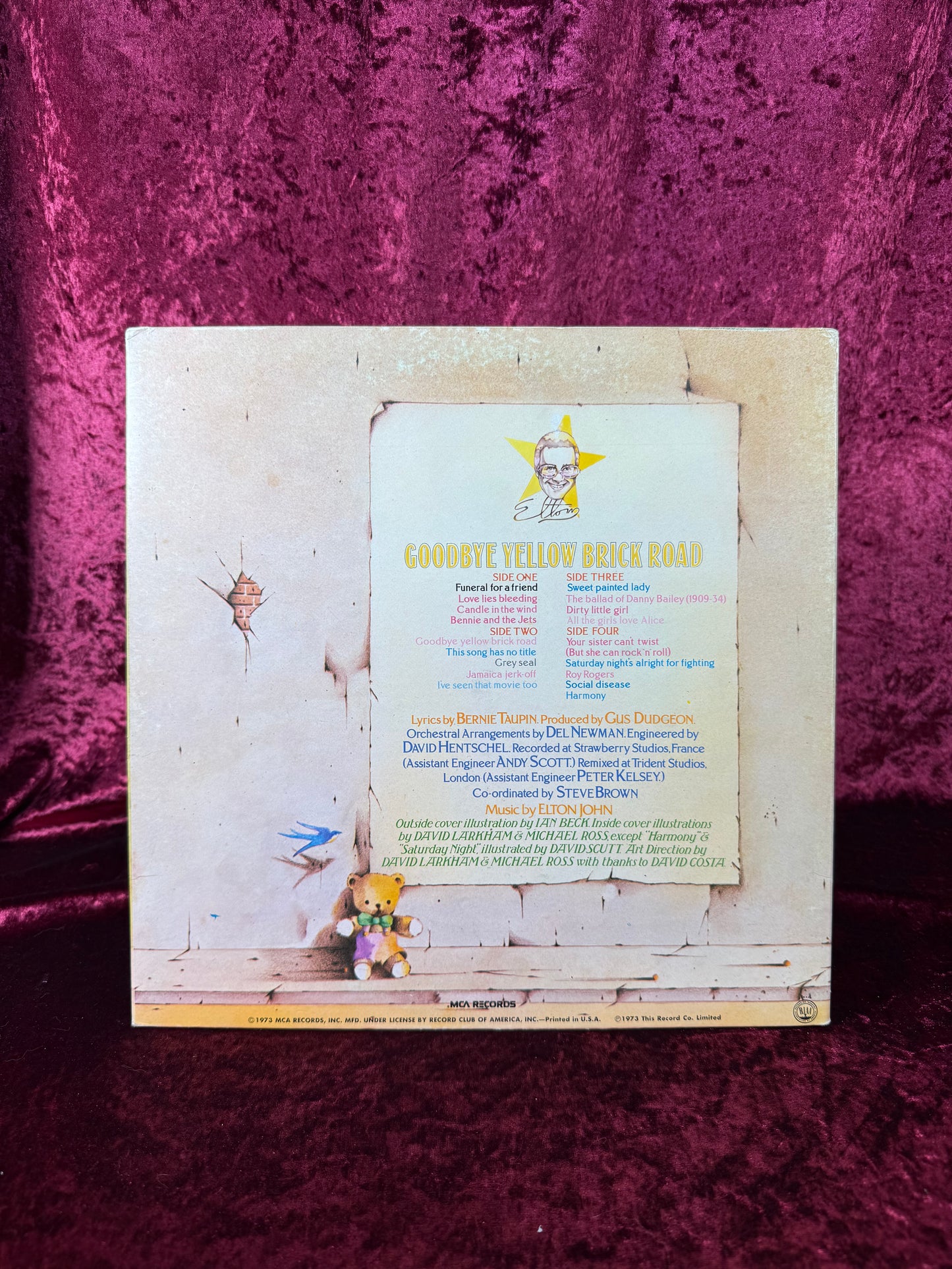 Vintage 12" Vinyl Record - Elton John - Goodbye Yellow Brick Road - MCA Records - 1973
