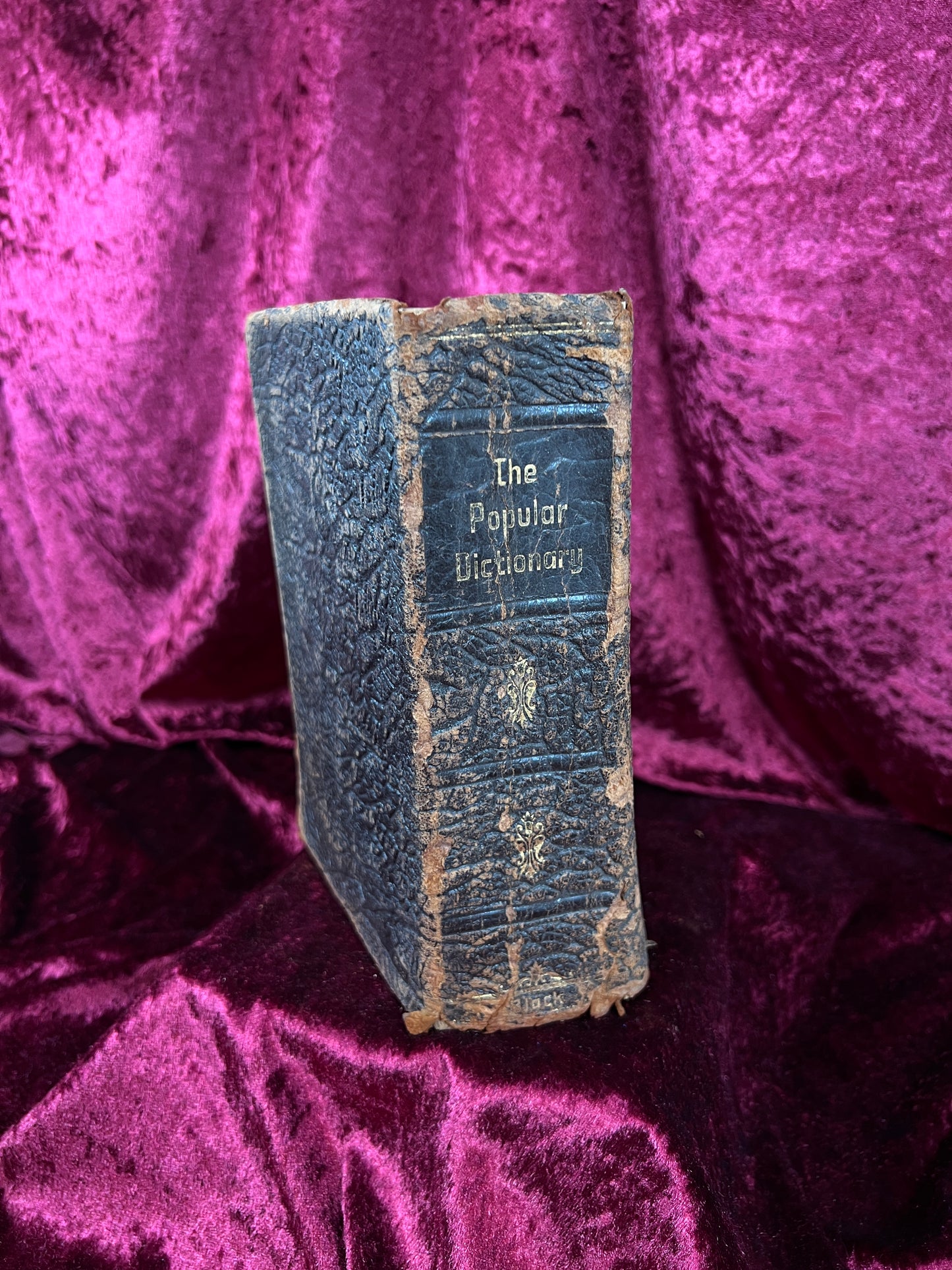 Vintage Leather Bound Dictionary Book - 1930 Popular Dictionary Reference