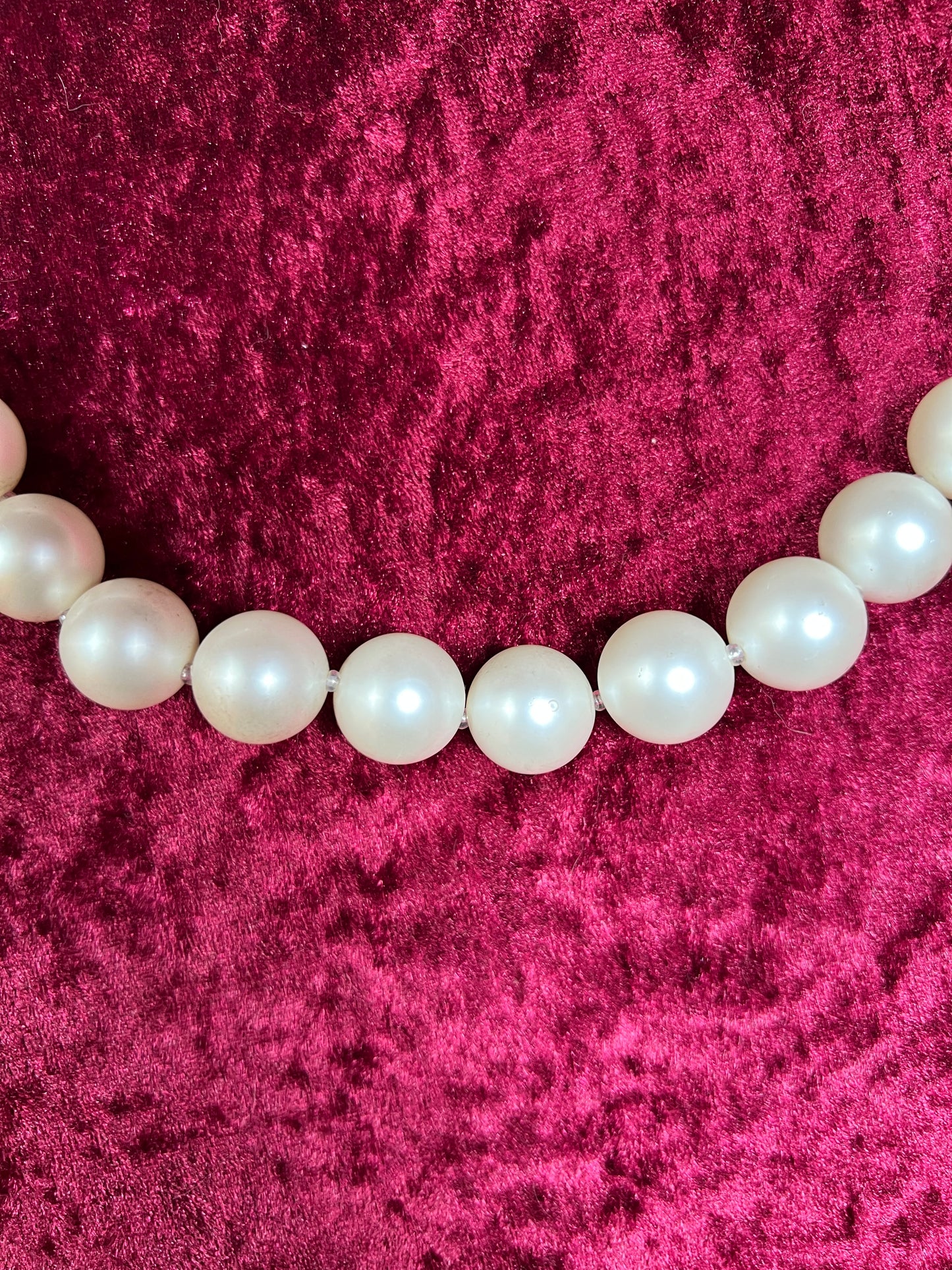 Vintage Jewelry - Beaded Necklace - Jumbo Faux Pearls - 24.5"