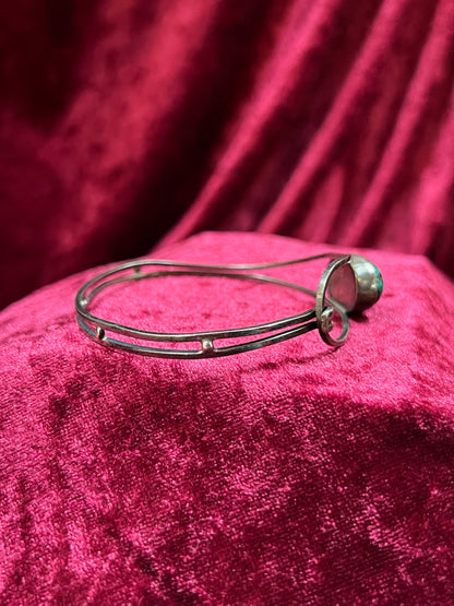 Vintage Jewelry - Cuff Bracelet - Silver - Jasper Center Stone
