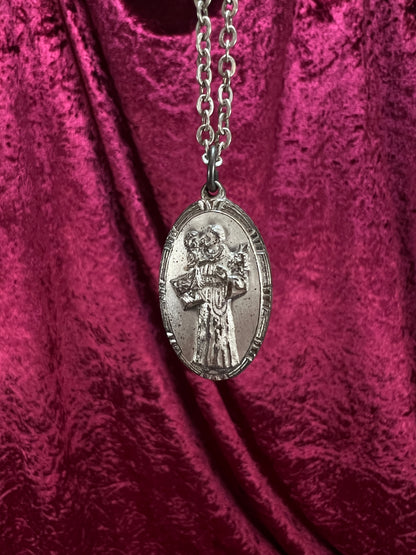 Vintage Sterling Silver Saint Christopher Necklace - Religious Medal Pendant