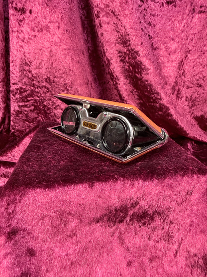 Vintage Metal Opera Glasses – Functional Orange Leatherette Folding Binoculars