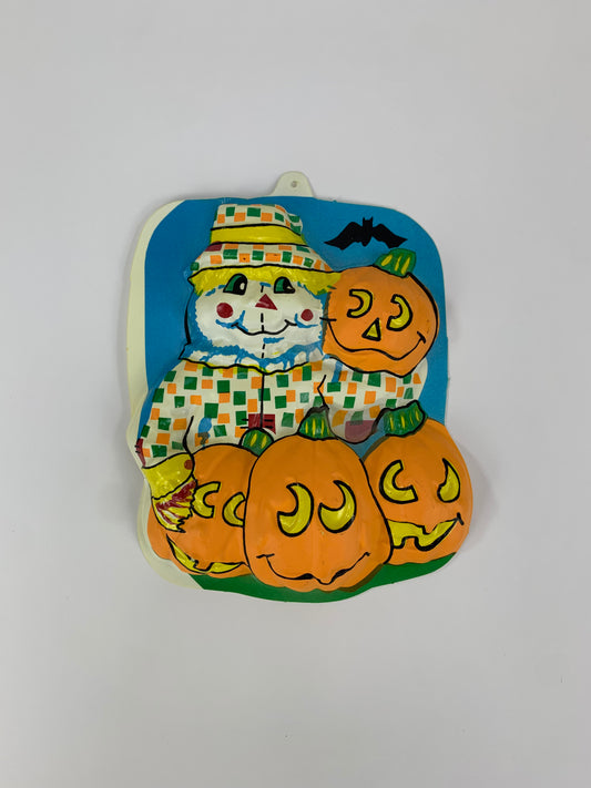 Vintage Halloween 3D Vacuform - Scarecrow & Jack-O-Lanterns