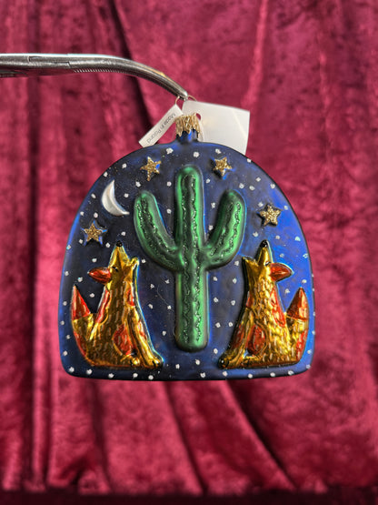 Vintage Christmas - Handblown Glass Ornament - Howling Coyotes - Chris Bubany - Poland