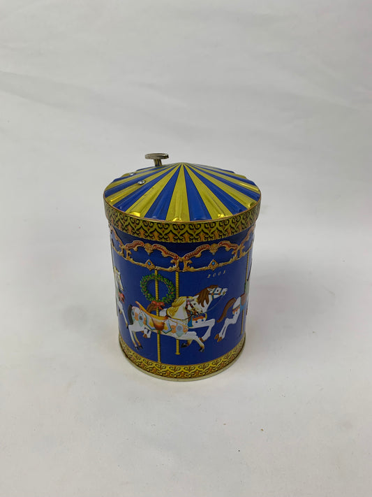 Vintage 2008 Carousel Christmas Decorative Tin with Music Box Lid - Made In Germany